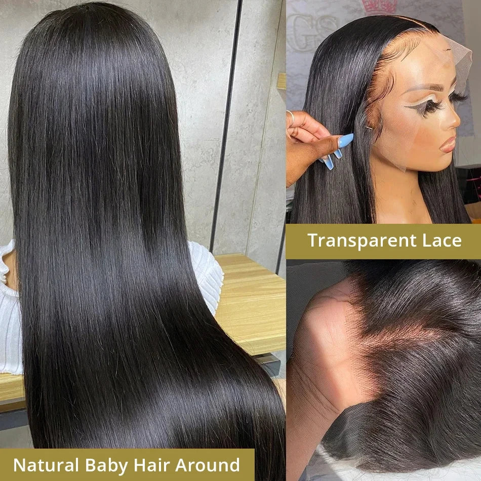 Raw 13x4 Straight Indian Hair Wigs Human Hair Full Transparent Lace Front Wigs for Black Women