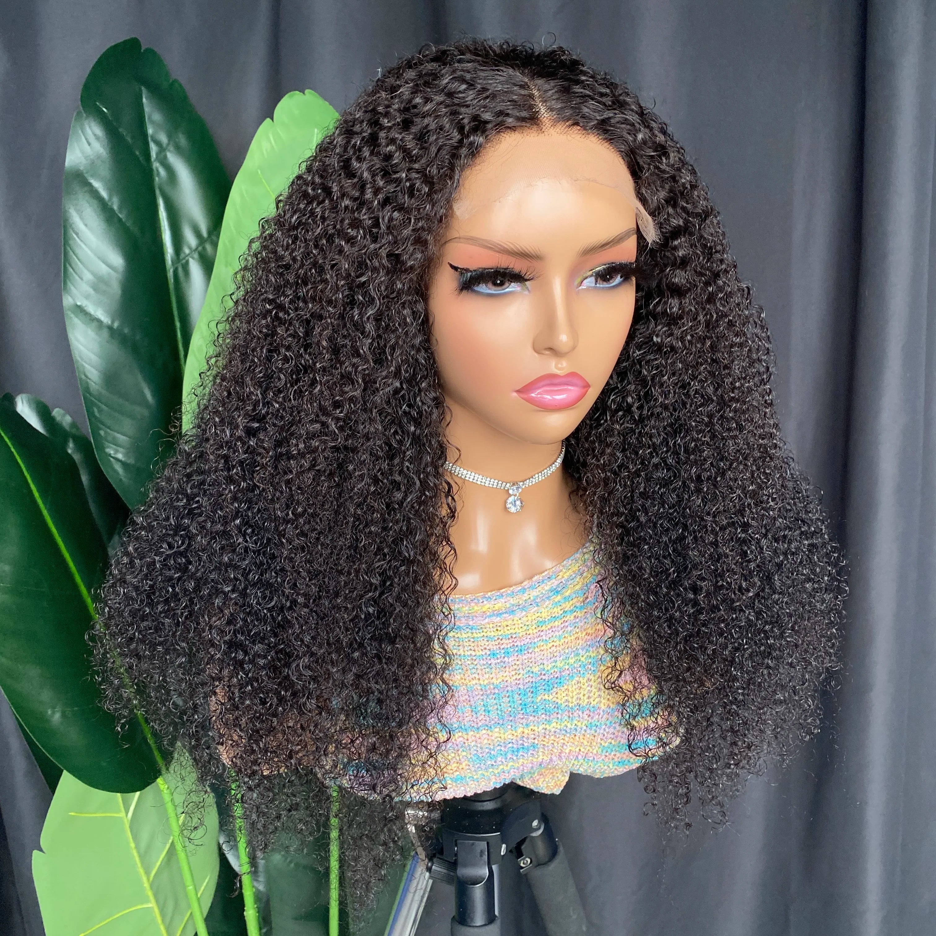 Wholesale Brazilian Indian Raw Remy Virgin Human Hair Natural Color Kinky Curly 5x5 HD Lace Glueless Wig