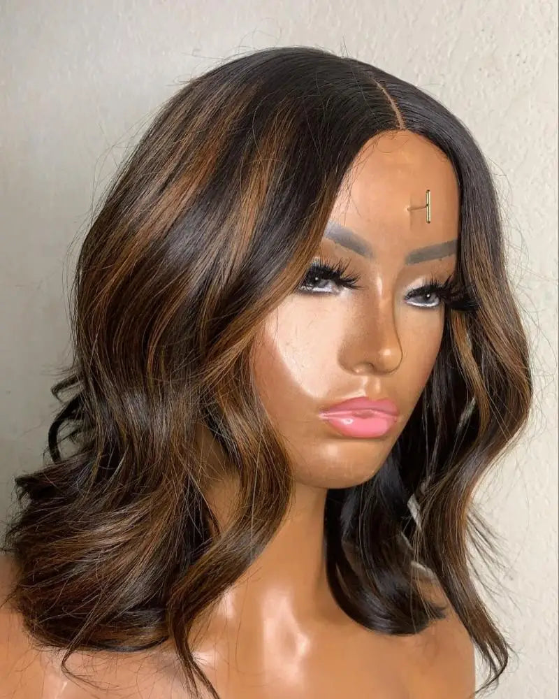 Highlight  Blonde Color13X4 Lace Frontal Human Hair Wig Glueless Bob Weave Wigs Short Bob Lace Front Wig for Women