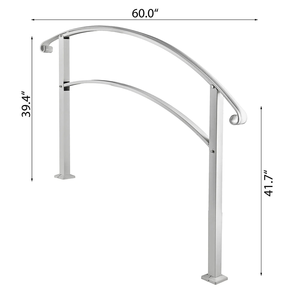 VEVOR Wrought Iron Handrail Fits 1 or 5 Steps with Installation Kit Hand Rails for Outdoor Steps Transition Handrail Stair Rail