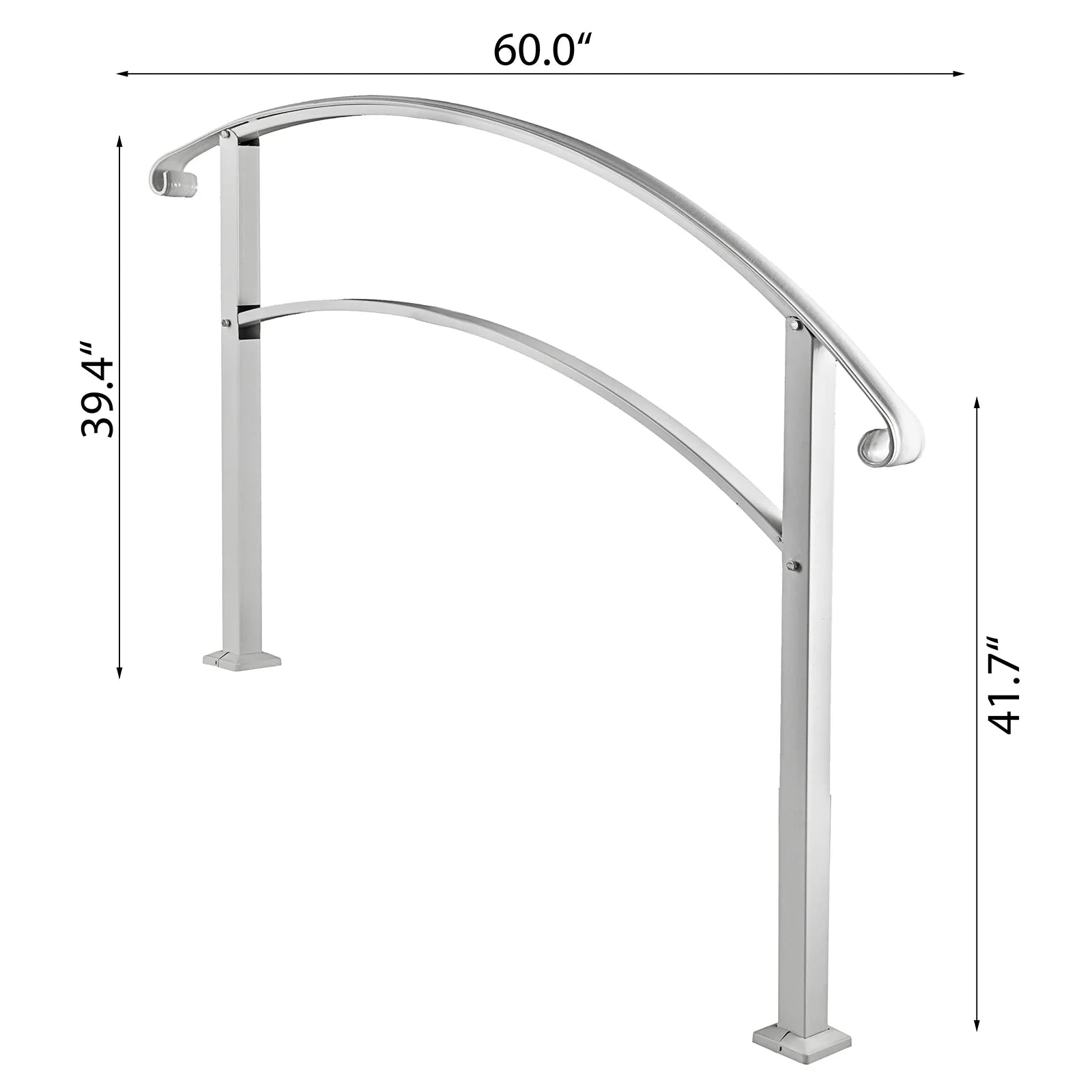 VEVOR Wrought Iron Handrail Fits 1 or 5 Steps with Installation Kit Hand Rails for Outdoor Steps Transition Handrail Stair Rail