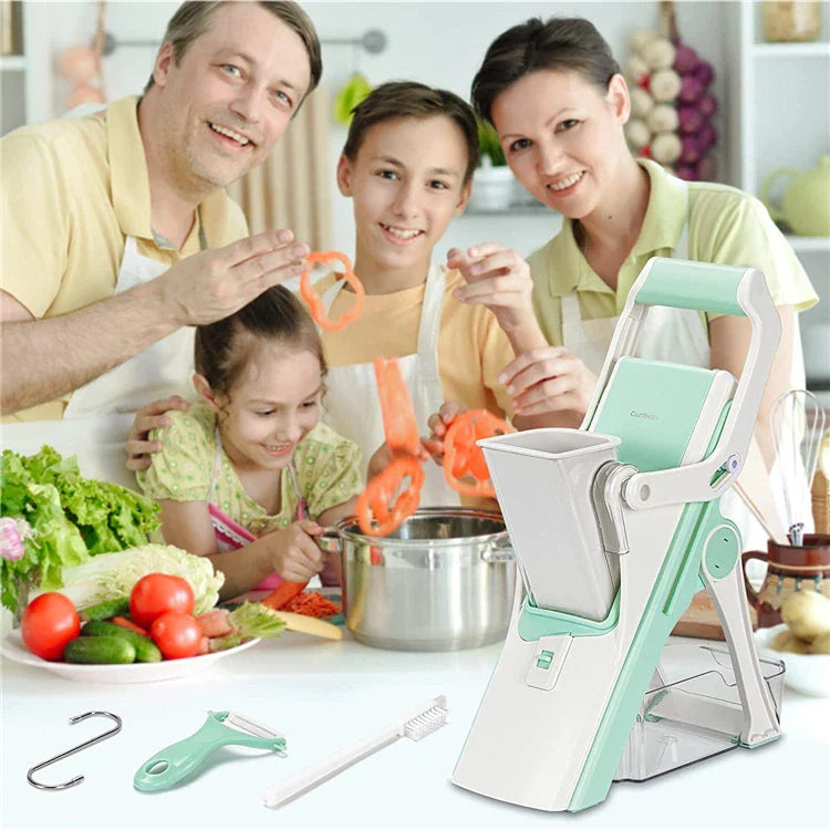 LMETJMA Adjustable Mandoline Slicer Stainless Steel Vegetable Slicer Julienne Safe Vegetable Dicer Onion Carrot Slicer KC0420