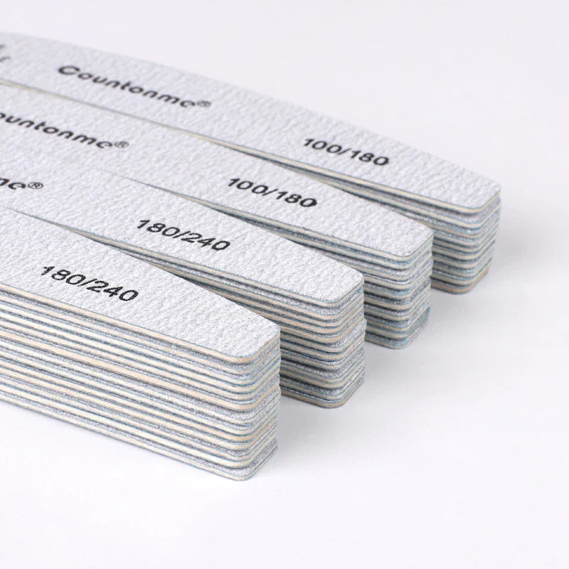 10pcs/Lot Professional Wooden Nail Files 180/240 Buffer 100/180 Grey Boat Wood Sandpaper Block Gel Polisher Sanding Nail Files