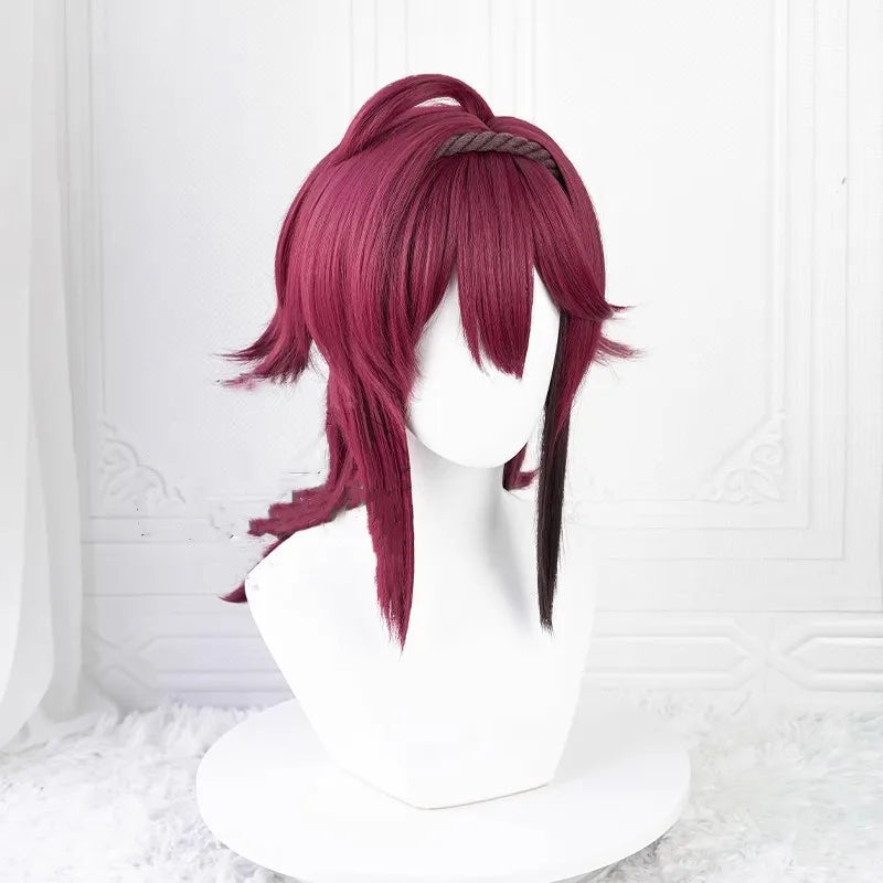 Wholesale Shikanoin Heizou Wig Cosplay 50cm Medium Long Dark Red Synthetic Genshin Impact Anime Halloween Party Hair Wig