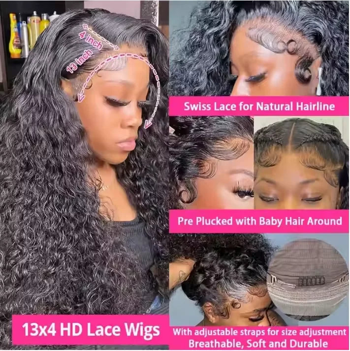 Cheap Pre Plucked 13x4 HD Lace Frontal Wig Swiss Transparent Lace Front Water Wave Wig Raw Vietnamese Hair Wig for Black Women