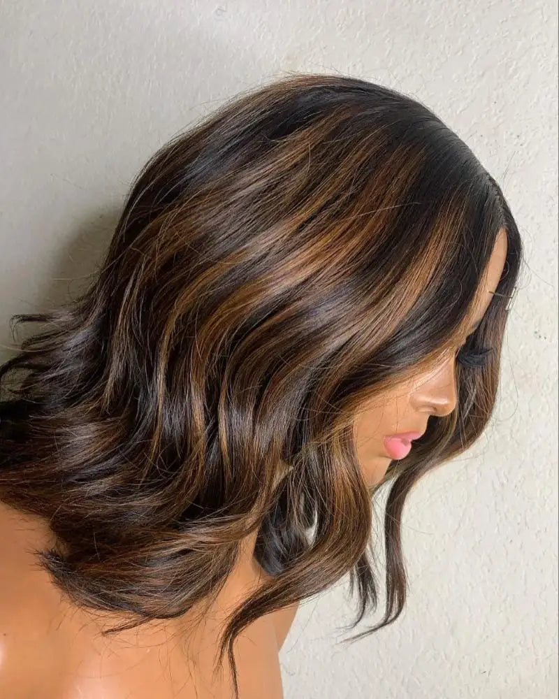 Highlight  Blonde Color13X4 Lace Frontal Human Hair Wig Glueless Bob Weave Wigs Short Bob Lace Front Wig for Women