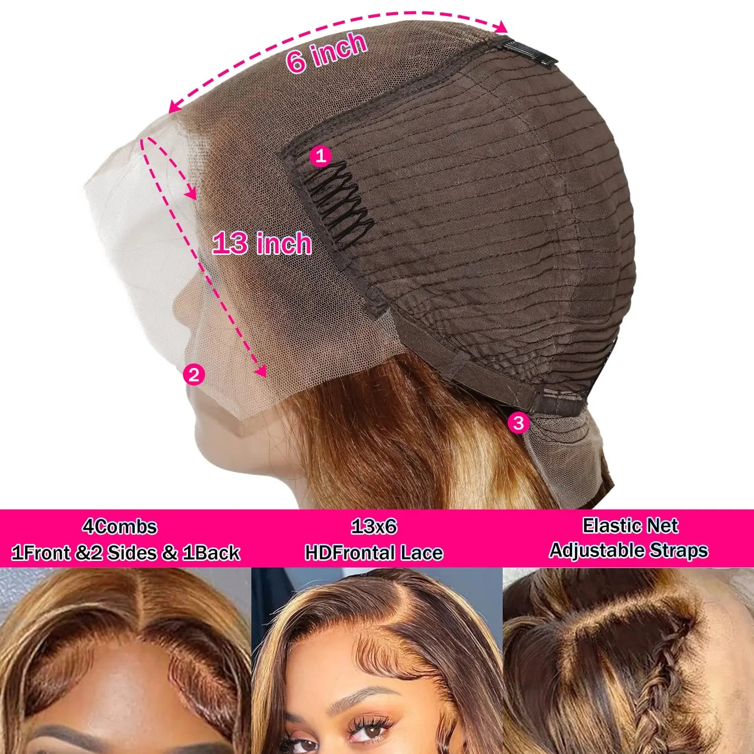 Pre Plucked P4/27 Highlight Ombre Body Wave 13x6 Human Hair Wig Honey Blonde Colored HD Lace Frontal Wigs for Black Women