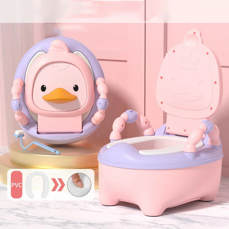 Oversized Yellow Duck Folding Toilet Seat Kids Training Anti-Splash Potty Basin Portable Cartoon Patterned Baby Plastic Children