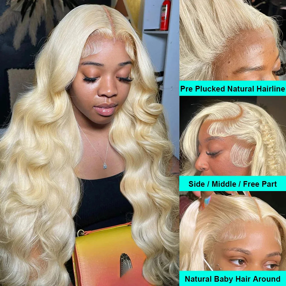 Raw 613 HD Lace Wigs Raw Human Hair Lace Front, Blonde 613 Deep Wave Vietnamese Hair Wig, Glueless 13X6 HD Full Lace Frontal Wig