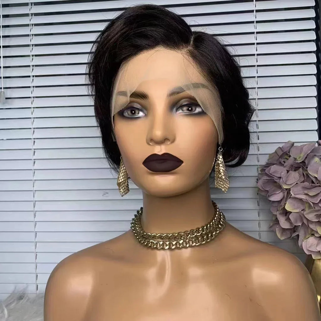 13x1 13x4 Lace Frontal Jerry Curly Wig Hot Human Hair Wig for Black Women 100% Human Hair Cheap Pixie Wig