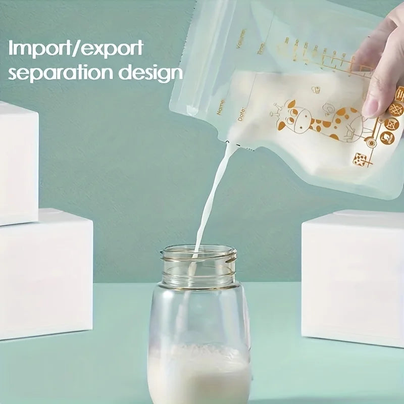 30-pack of BPA-free Breastmilk Storage Bags, 8 Oz. Leak-proof Self-standing Freezer-safe Bags with Breastfeeding Pour Spout