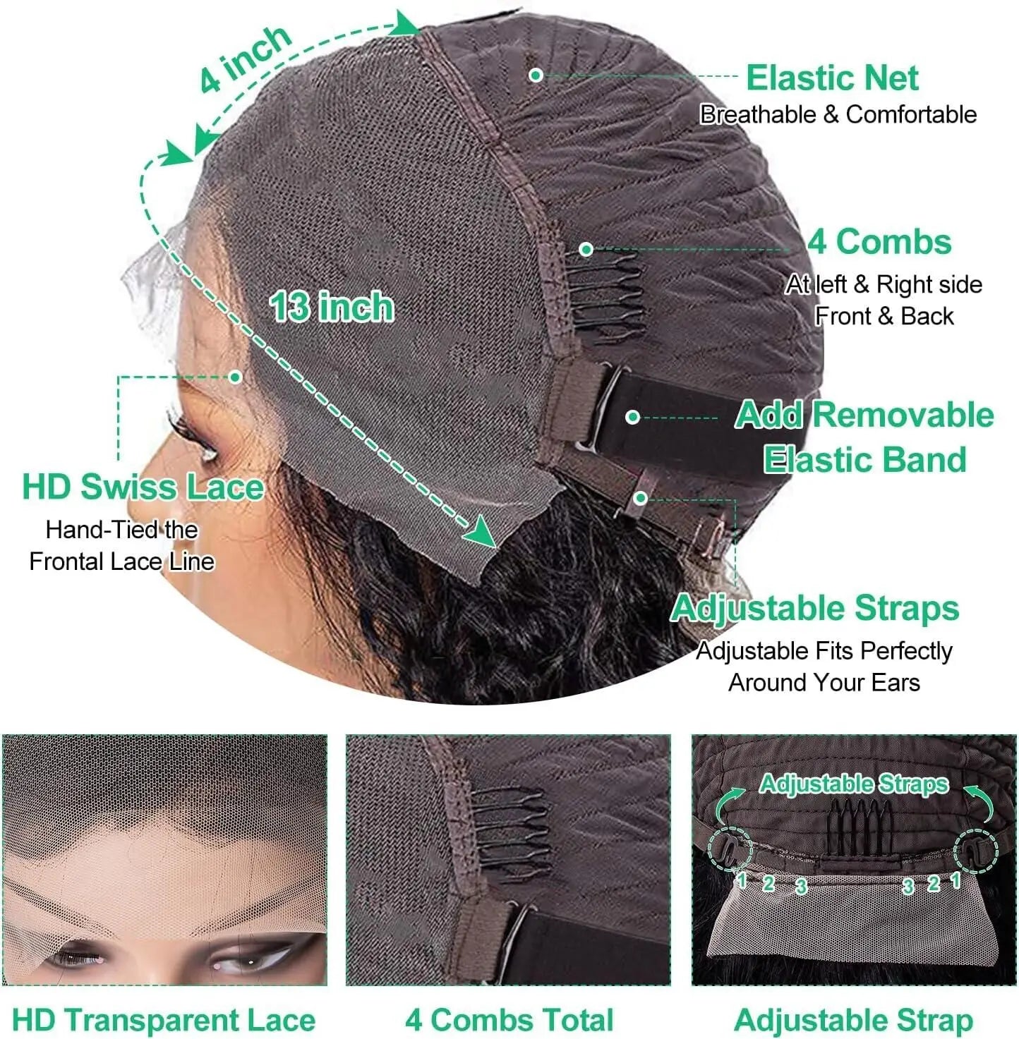 New Design 180% Cuticle Aligned 13X4 HD Transparent Lace Front Kinky Curly Wig Brazilian Human Hair Wig for Black Women