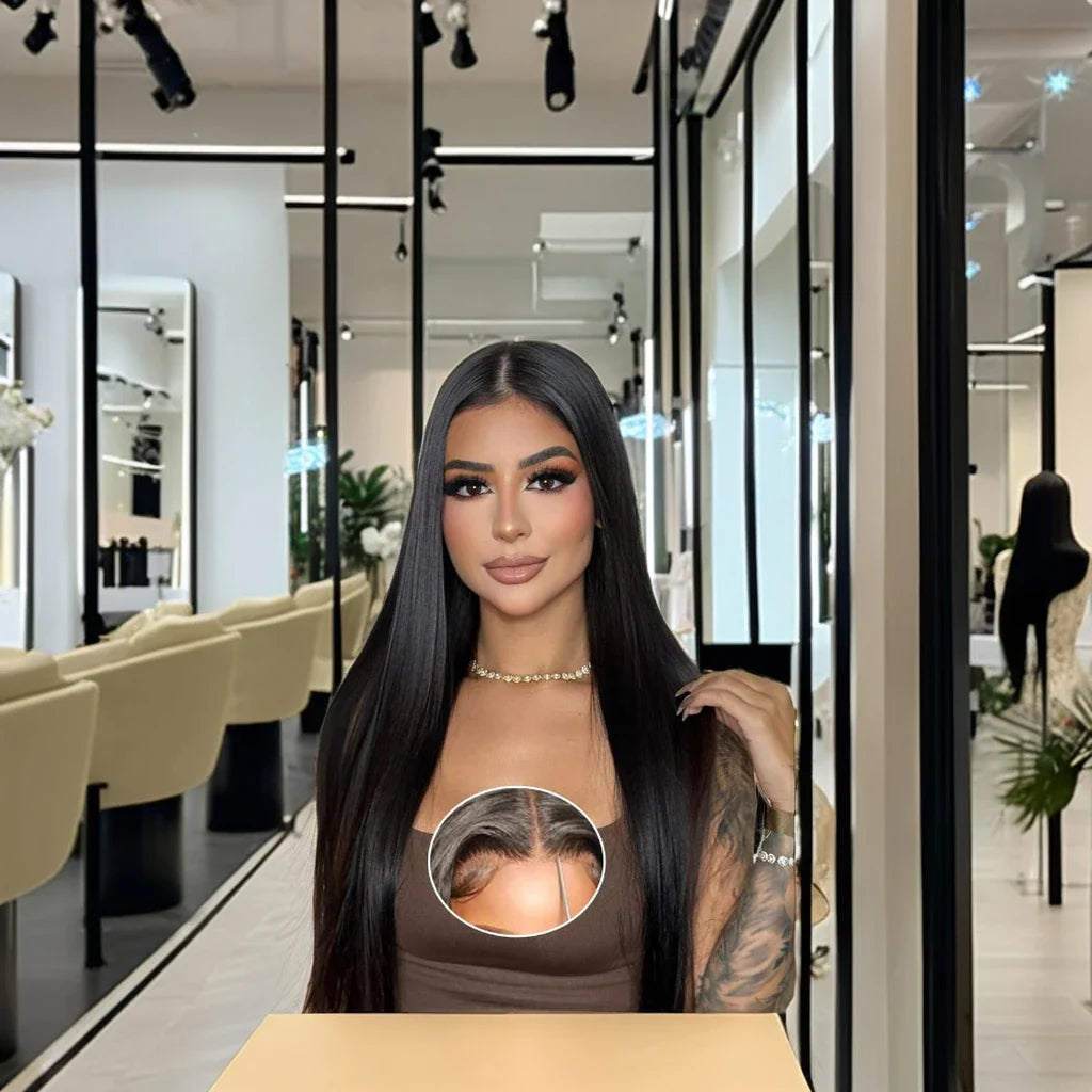 Ready to Ship 100% Natural Human Hair Wigs Wear and Go Long Glueless Human Hair Wigs Lace Front Closure 6x4 Wig for Black Woman