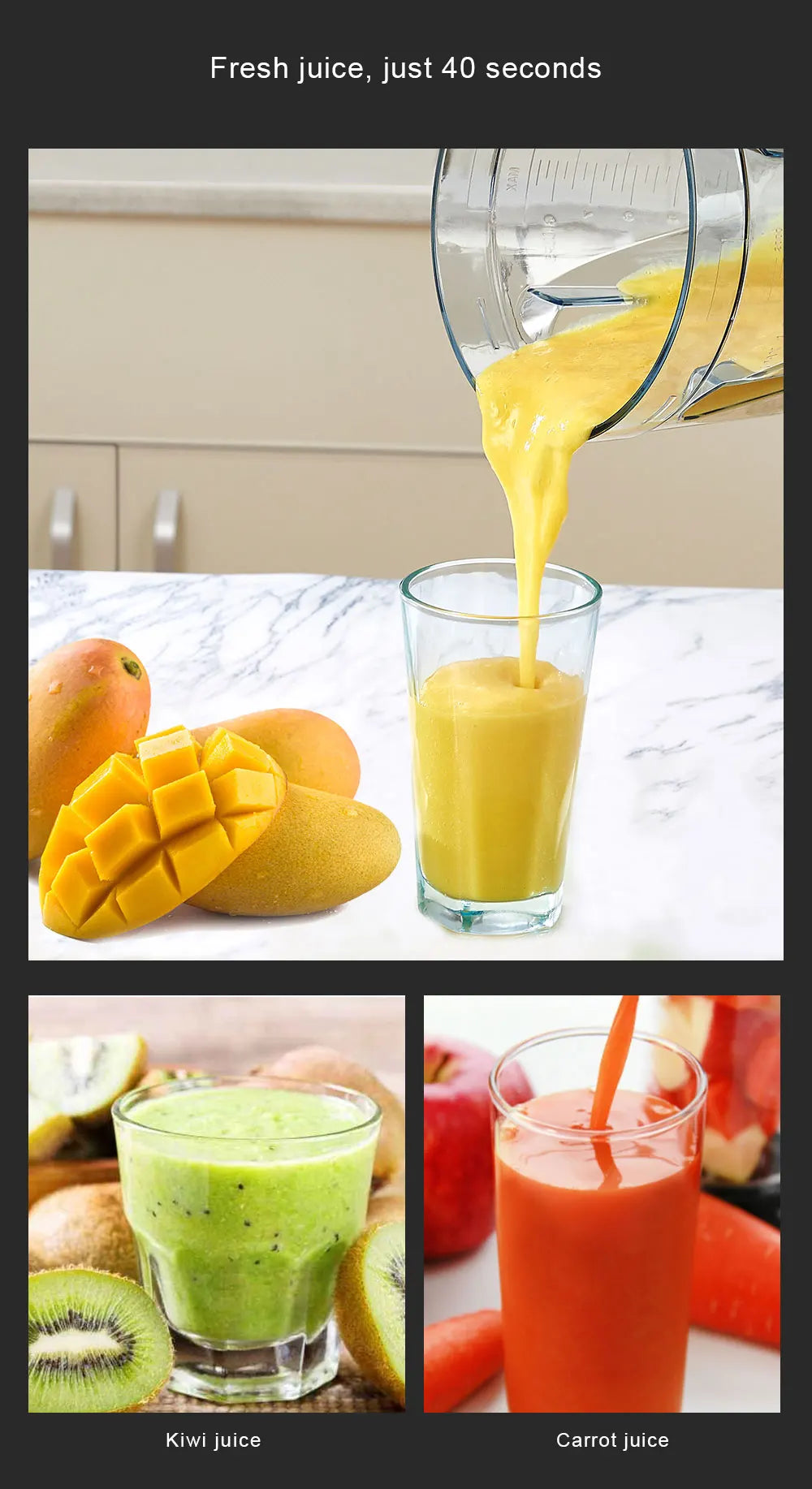 BioloMix【7 Years Warranty】BPA Free Heavy Duty Commercial Grade Blender Professional Mixer Juicer Ice Smoothies Peak 2200W