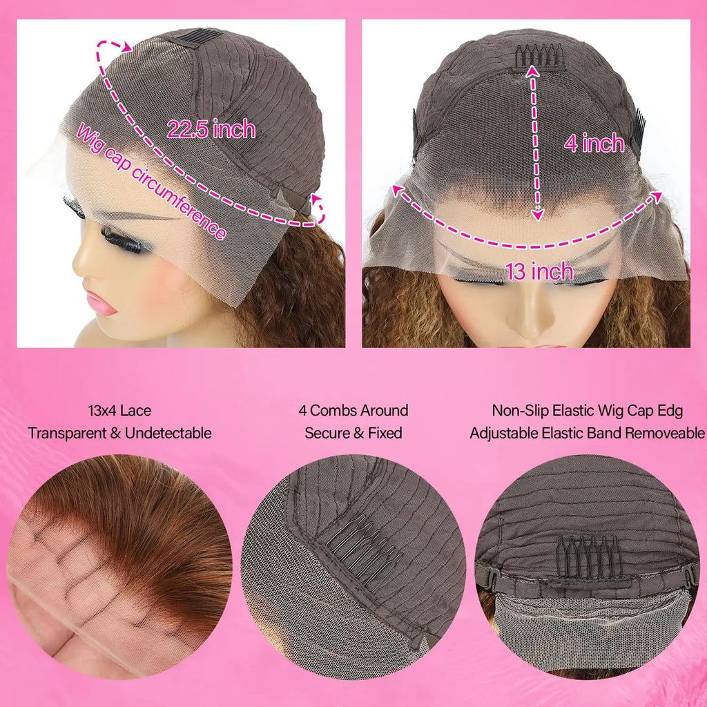 Raw Hair Deep Wave Curly 350 Orange Ginger 100% Human Hair Wig HD Glueless Lace Front Wig 13X4 Lace Frontal Wigs for Black Women