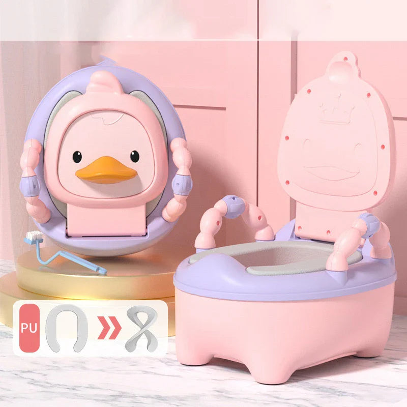 Oversized Yellow Duck Folding Toilet Seat Kids Training Anti-Splash Potty Basin Portable Cartoon Patterned Baby Plastic Children