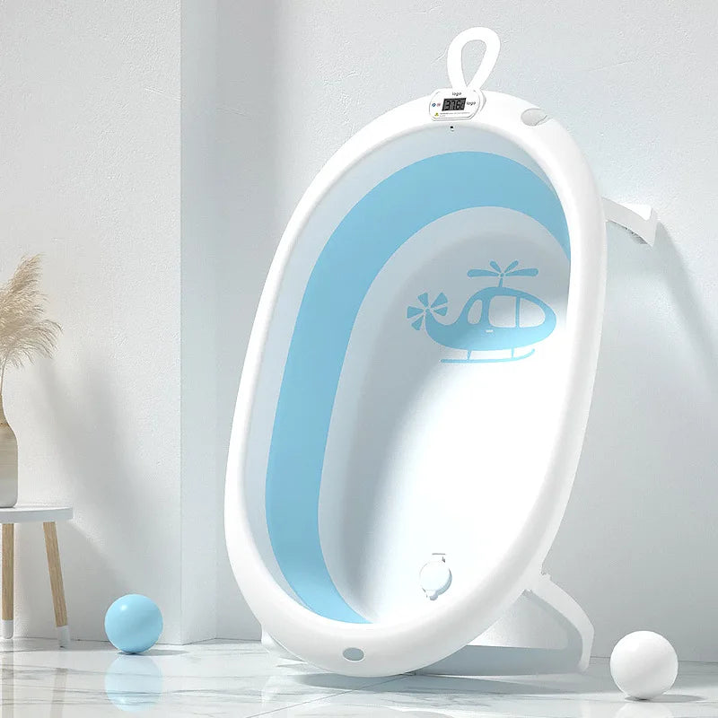Multifunctional Digital Display Temperature Sensing Foldable Large Baby Bathtub for Newborn Toddler & Infant Home Supplies
