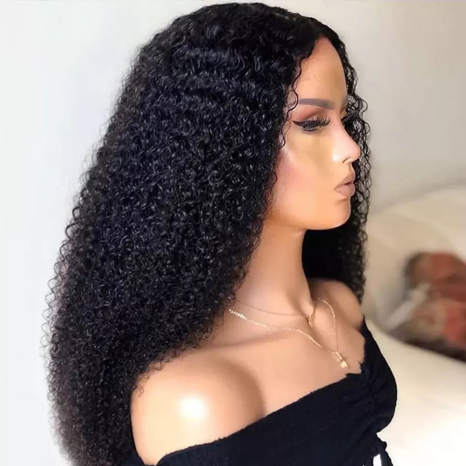 Wholesale Kinky Curly HD Lace Front Human Hair Wig Natural Long Raw Brazilian Hair Transparent Front Lace Wig for Women