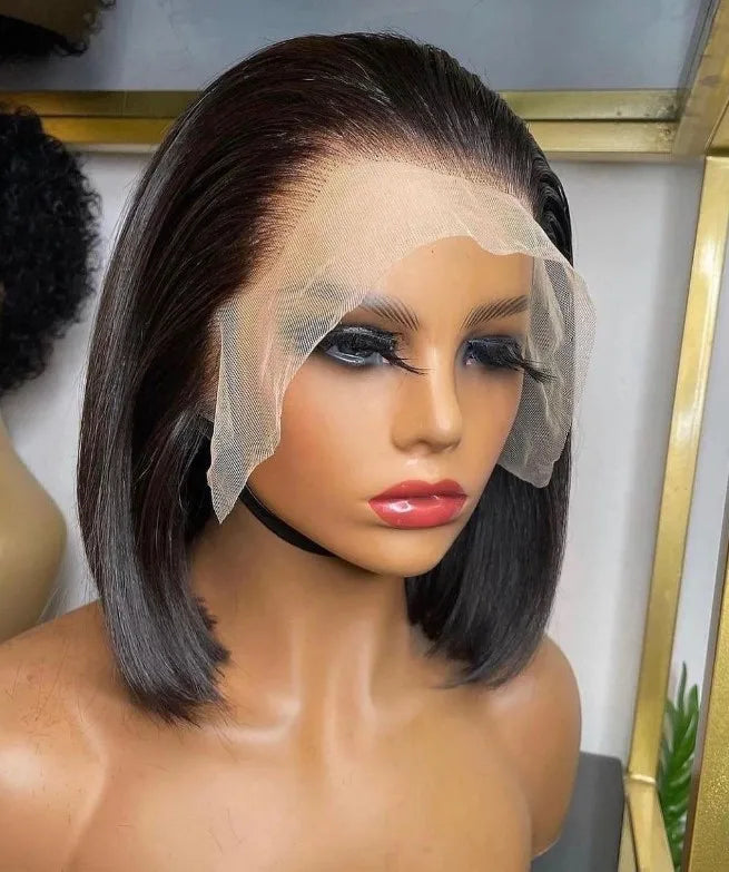 Short Bob Transparent Lace Human Hair Wig 8-16inch  Brazilian Human Hair  Wigs for Black Women