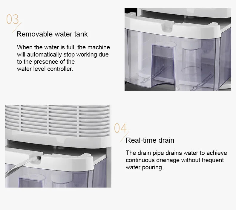 110V/220V Remote Electric Dehumidifier Air Cooling Dryer Purifier Desiccant Moisture Absorber Drying Machine External Water Pipe