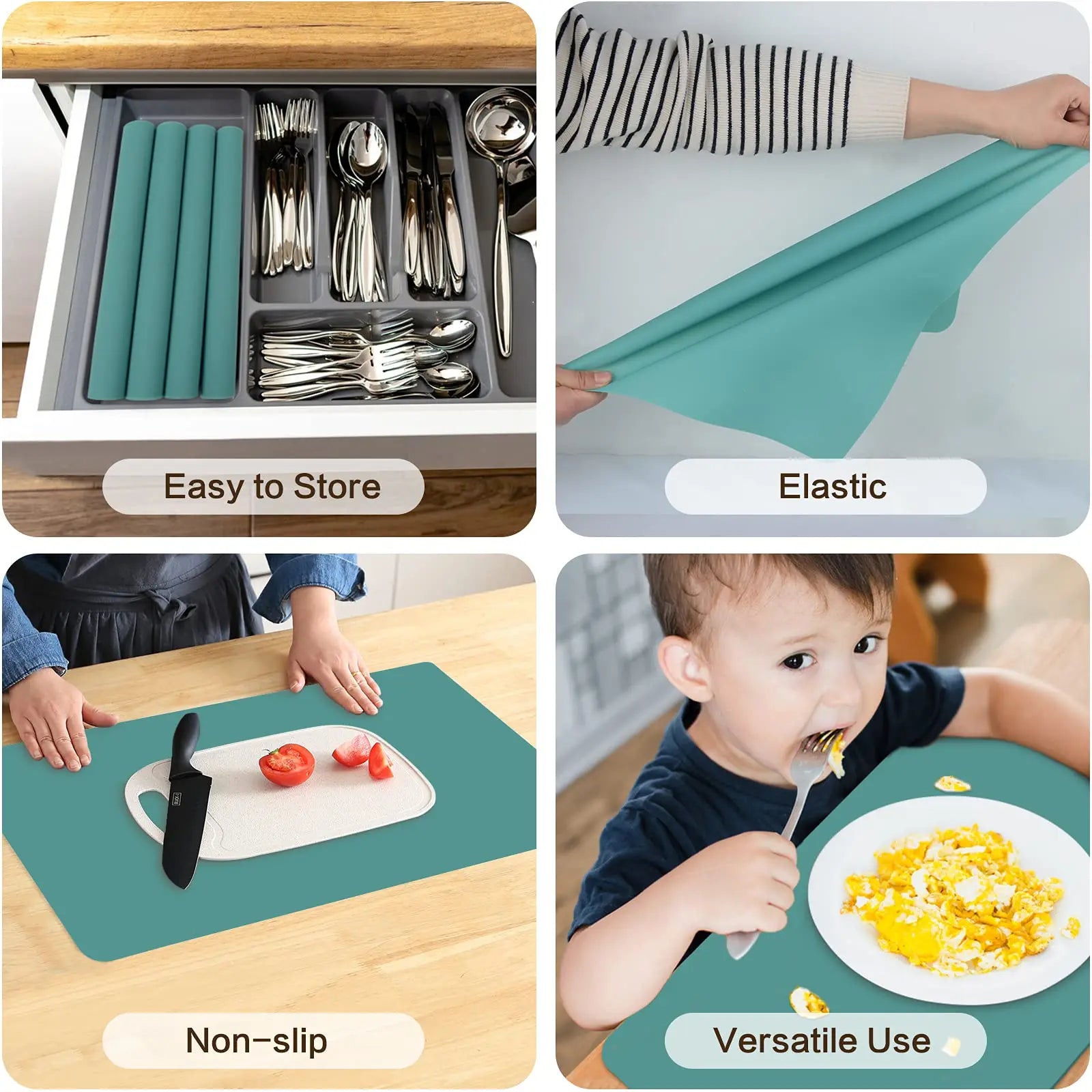 60/40cm Oversized Food Grade Silicone Waterproof Placemat Heat Insulation Anti-Skidding Washable Table Mat For Kitchen Dinner