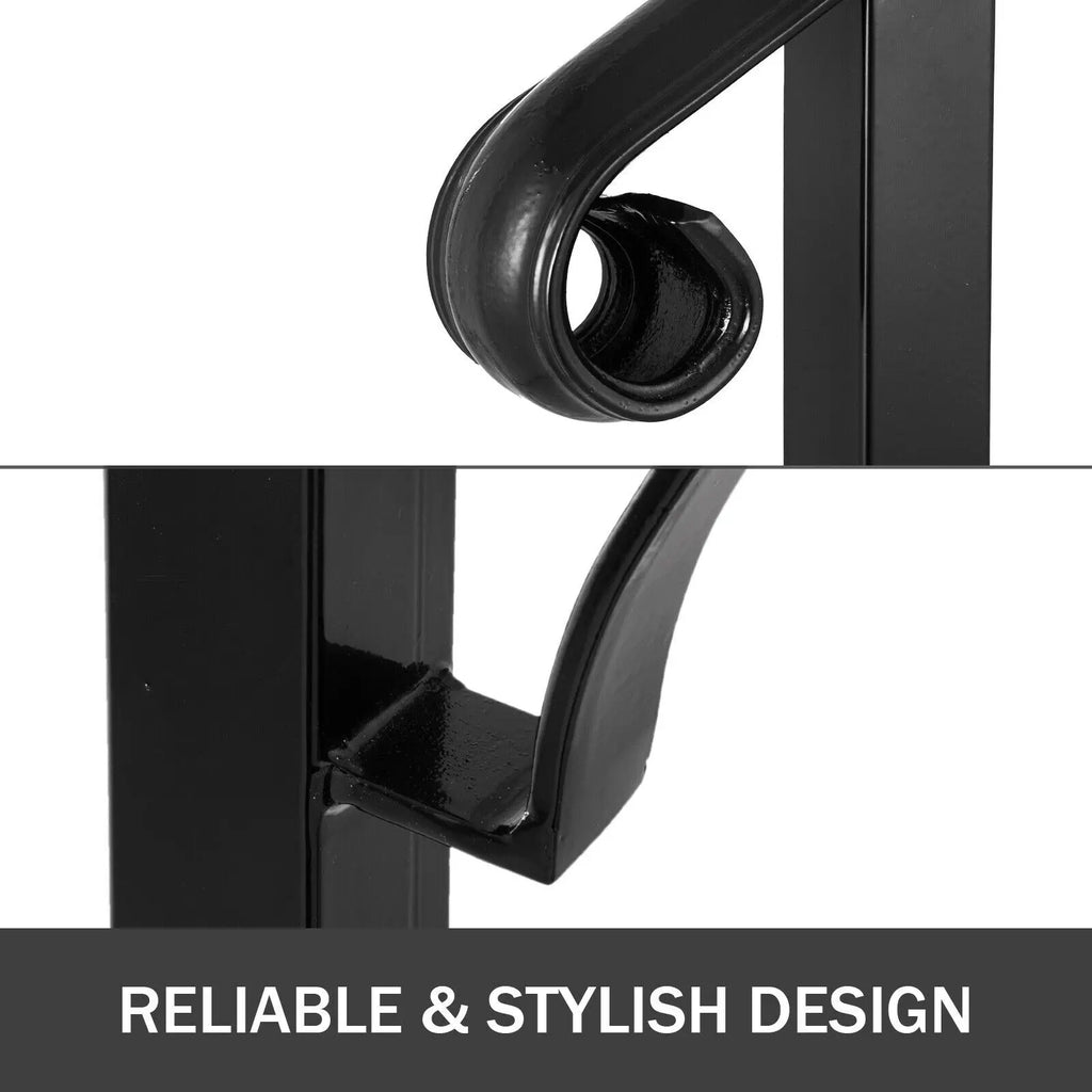 VEVOR Handrail Arch Railing White Fits 1 Or 5 Steps Stair Rail Wrought Iron Hand Rails With Installation Kit For Outdoor Steps