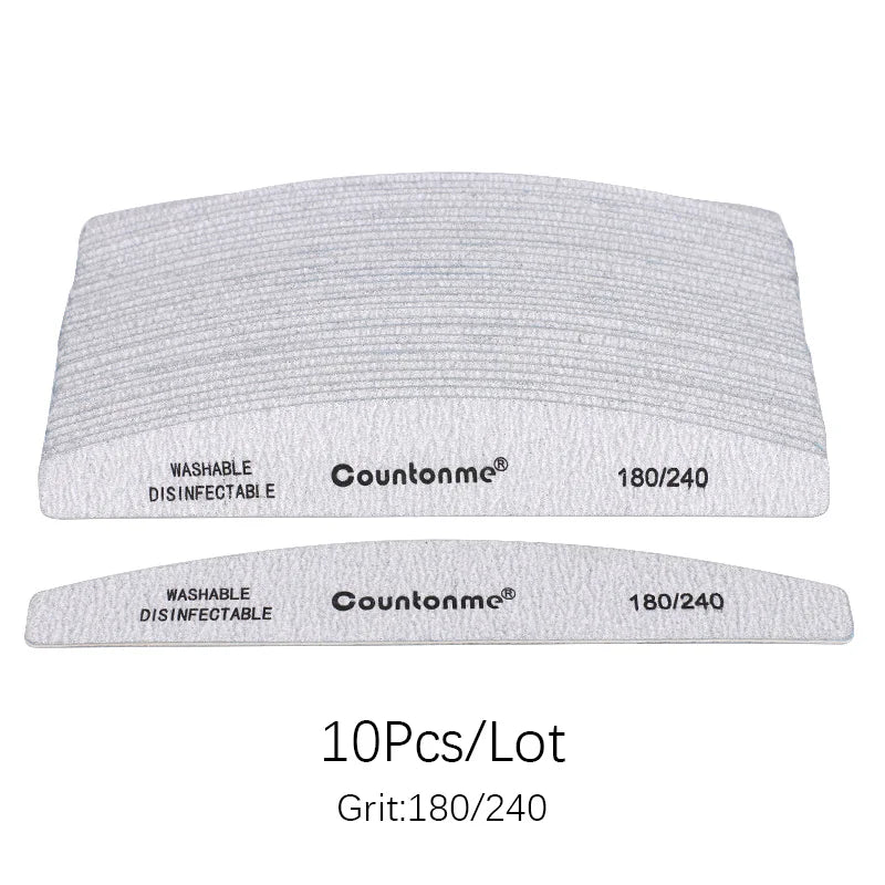 10pcs/Lot Professional Wooden Nail Files 180/240 Buffer 100/180 Grey Boat Wood Sandpaper Block Gel Polisher Sanding Nail Files