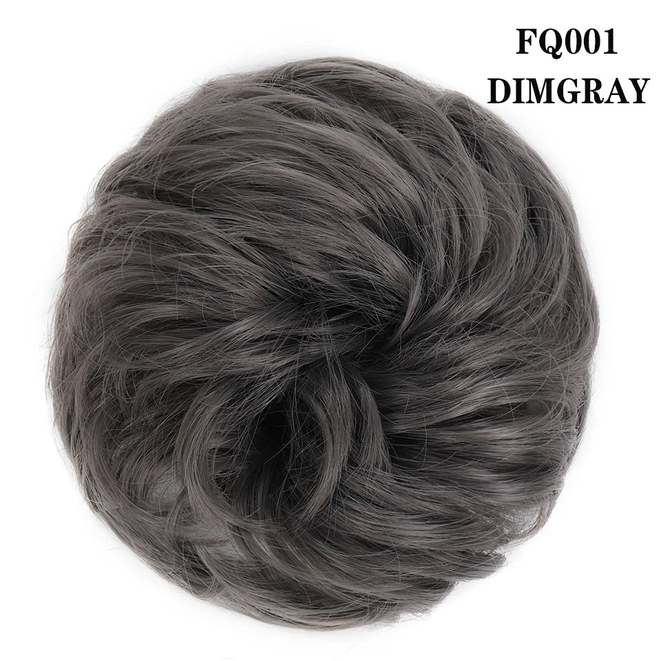 LUPU Synthetic Hair Bun Messy Scrunchies With Elastic Band Natural Fake Hair Tie Pieces Ponytail Colored Black Purple Pink Green