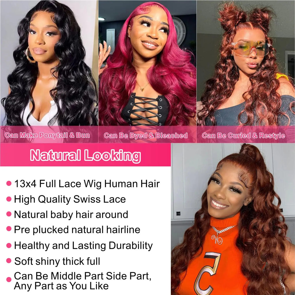 Reddish Brown Curly Lace Front Wig Human Hair Wig Deep Wave 13x4 HD Lace Frontal Wigs With B’by Hair for Women 180% Density