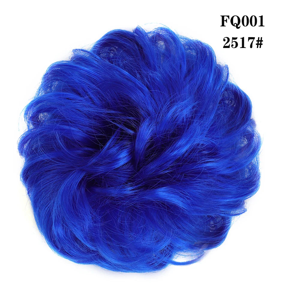LUPU Synthetic Hair Bun Messy Scrunchies With Elastic Band Natural Fake Hair Tie Pieces Ponytail Colored Black Purple Pink Green
