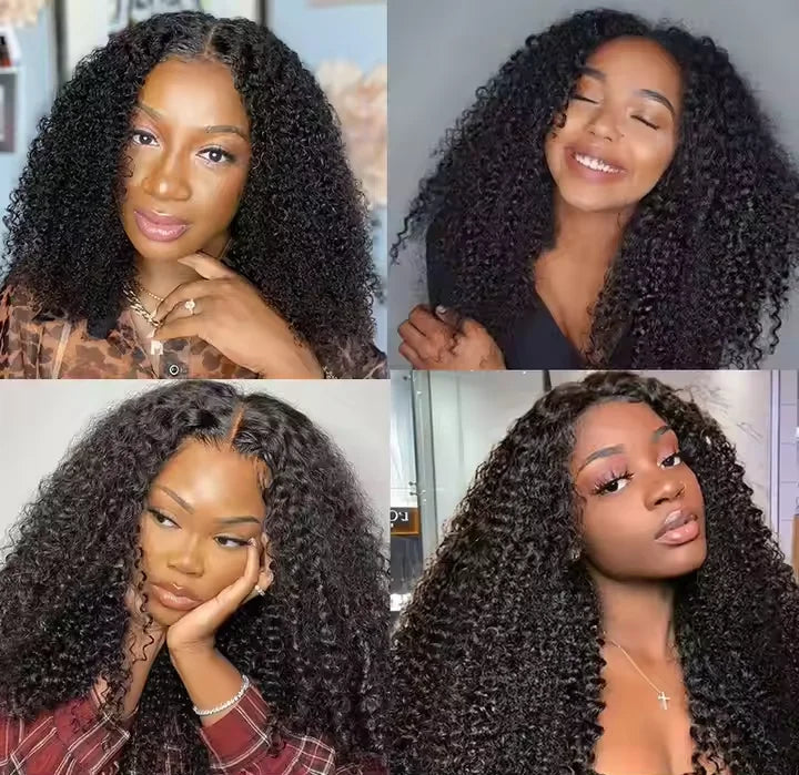 Afro Kinky Curly Raw Brazilian Virgin Human Hair Wig 4x4 Lace Frontal Closure HD Transparent Lace Front Natural Human Hair Wig