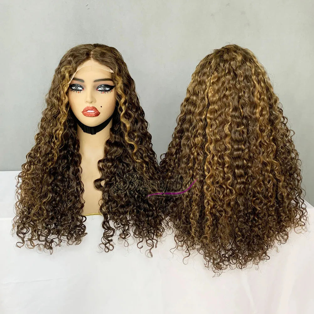 Human Hair Peluca,250 Density Human Hair Wig,SDD 22 Inch Luxury Curl 5X5 Lace Closure Nature Color Wig
