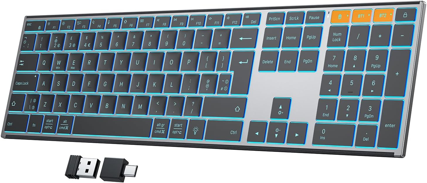 OMOTON Bluetooth Keyboard - Rechargeable Multi-Device Wireless Keyboard