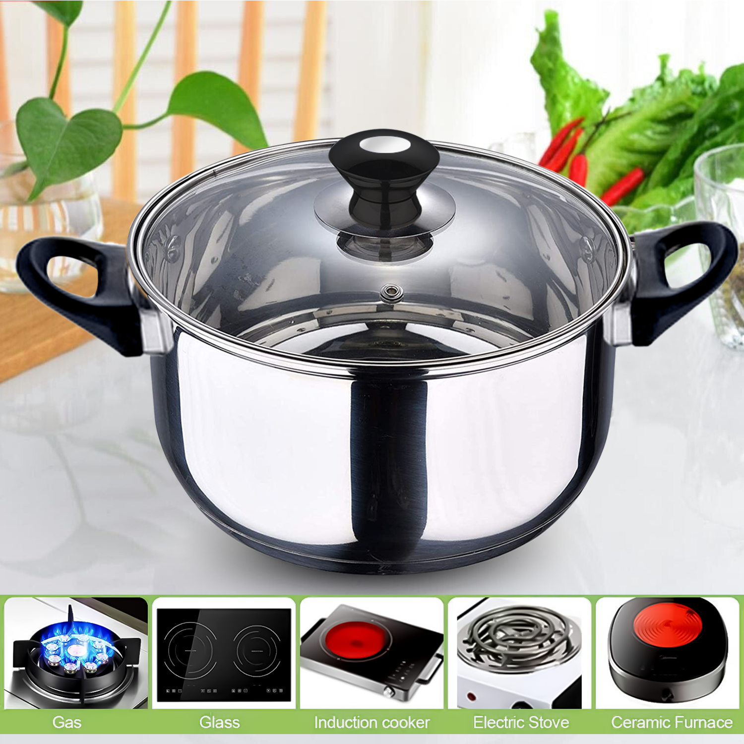 12Pc Stainless Steel Induction Stock Pot