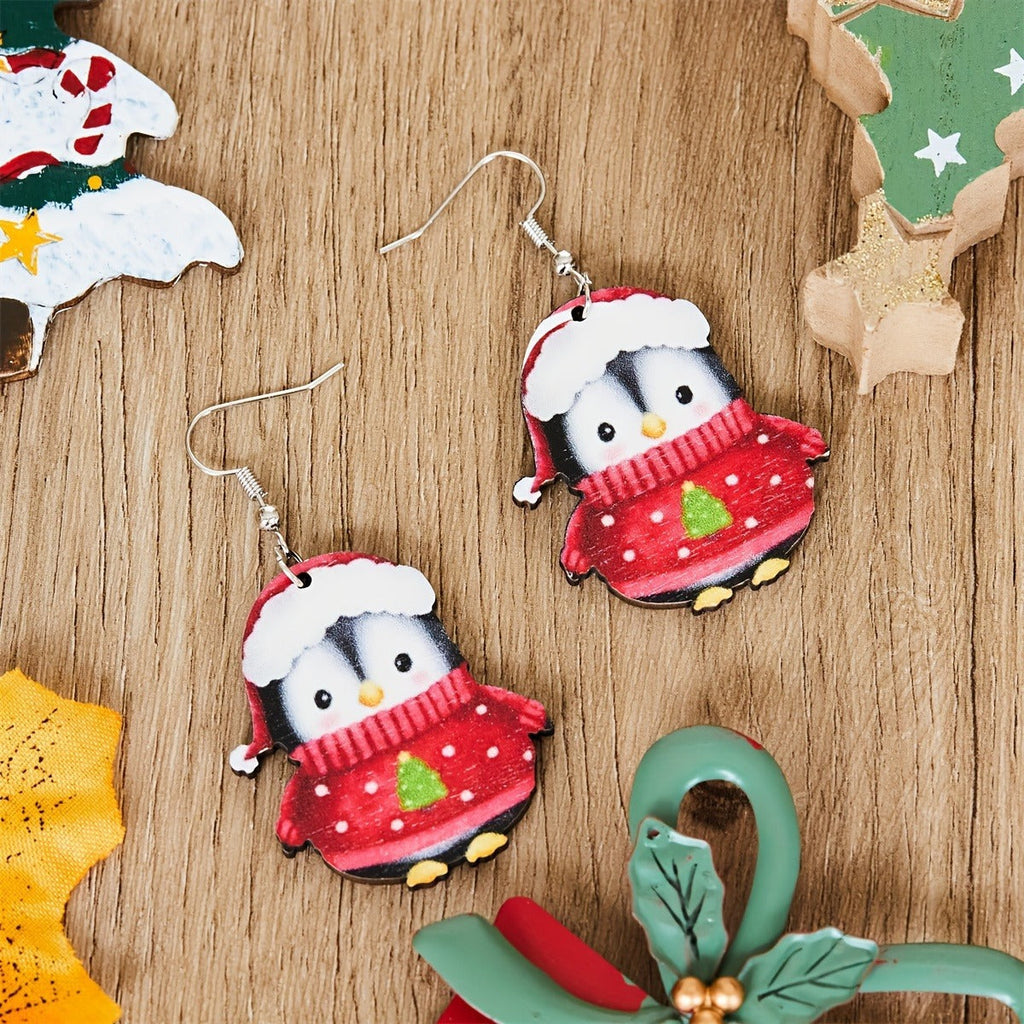 Christmas Party Cute Penguin Acrylic Earrings