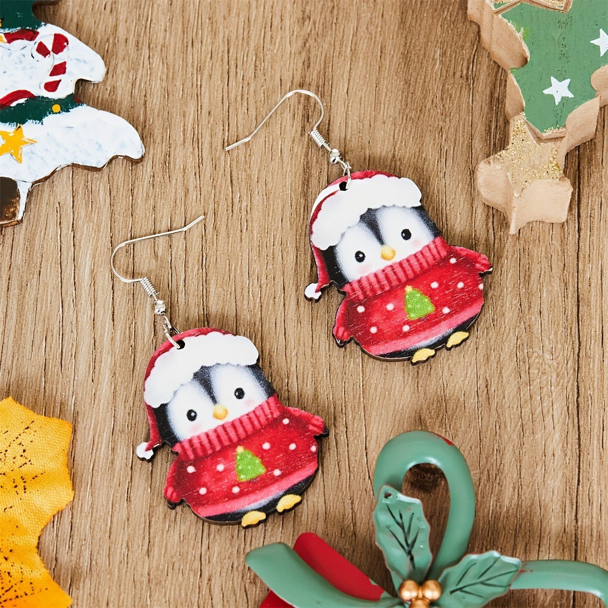 Christmas Party Cute Penguin Acrylic Earrings