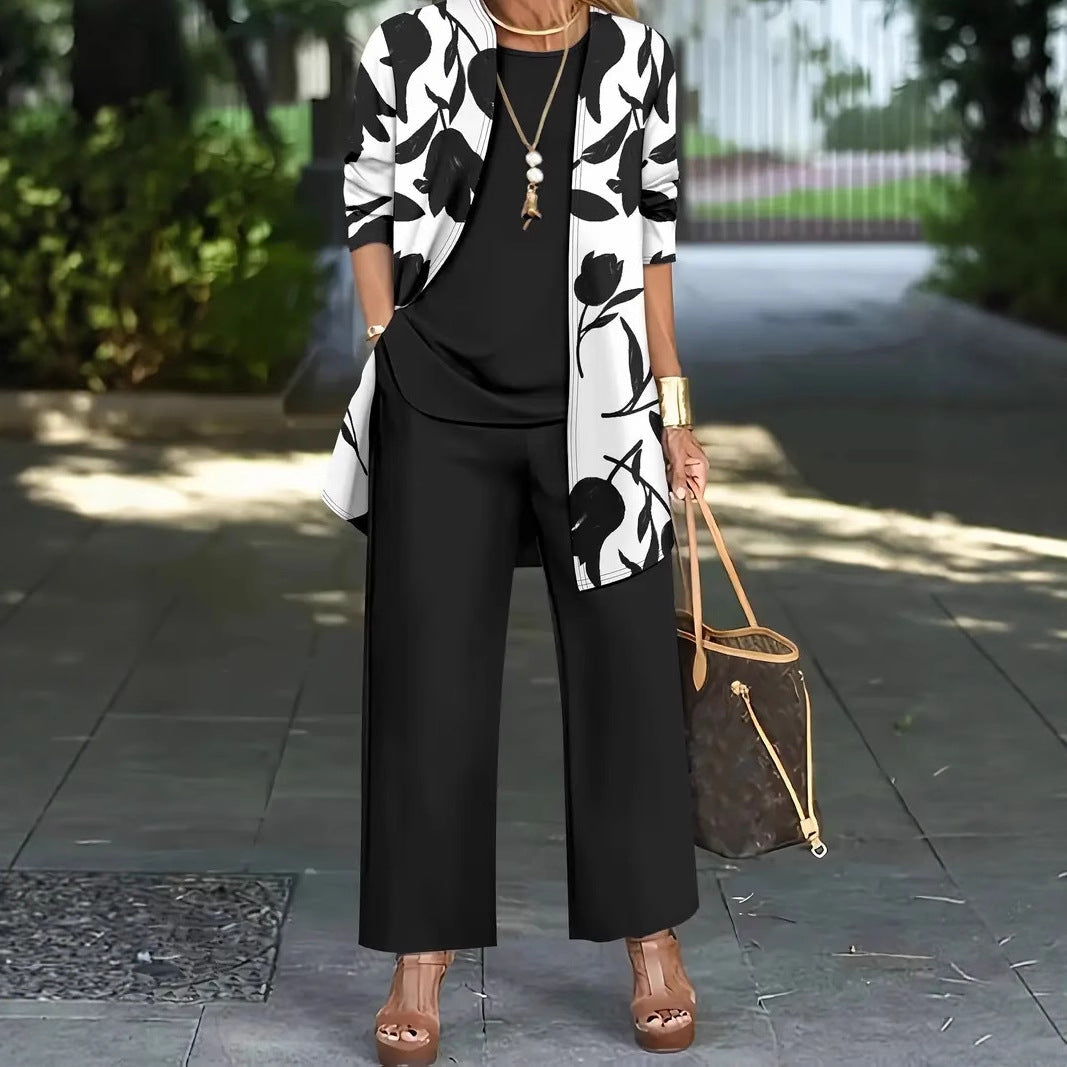 Women's Three-piece Suit Coat Vest Plus Pants Suit