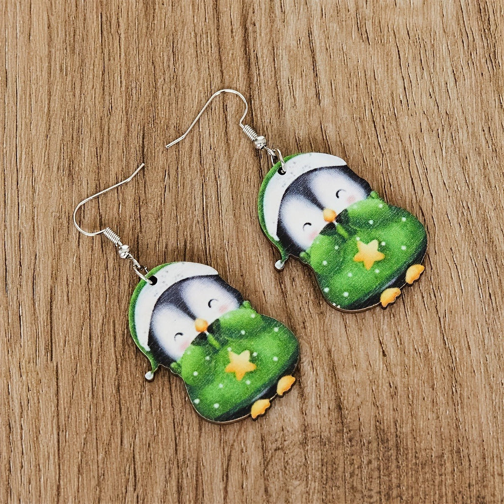 Christmas Party Cute Penguin Acrylic Earrings