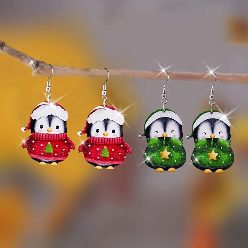 Christmas Party Cute Penguin Acrylic Earrings