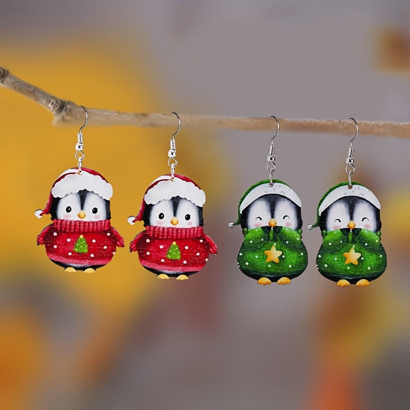 Christmas Party Cute Penguin Acrylic Earrings