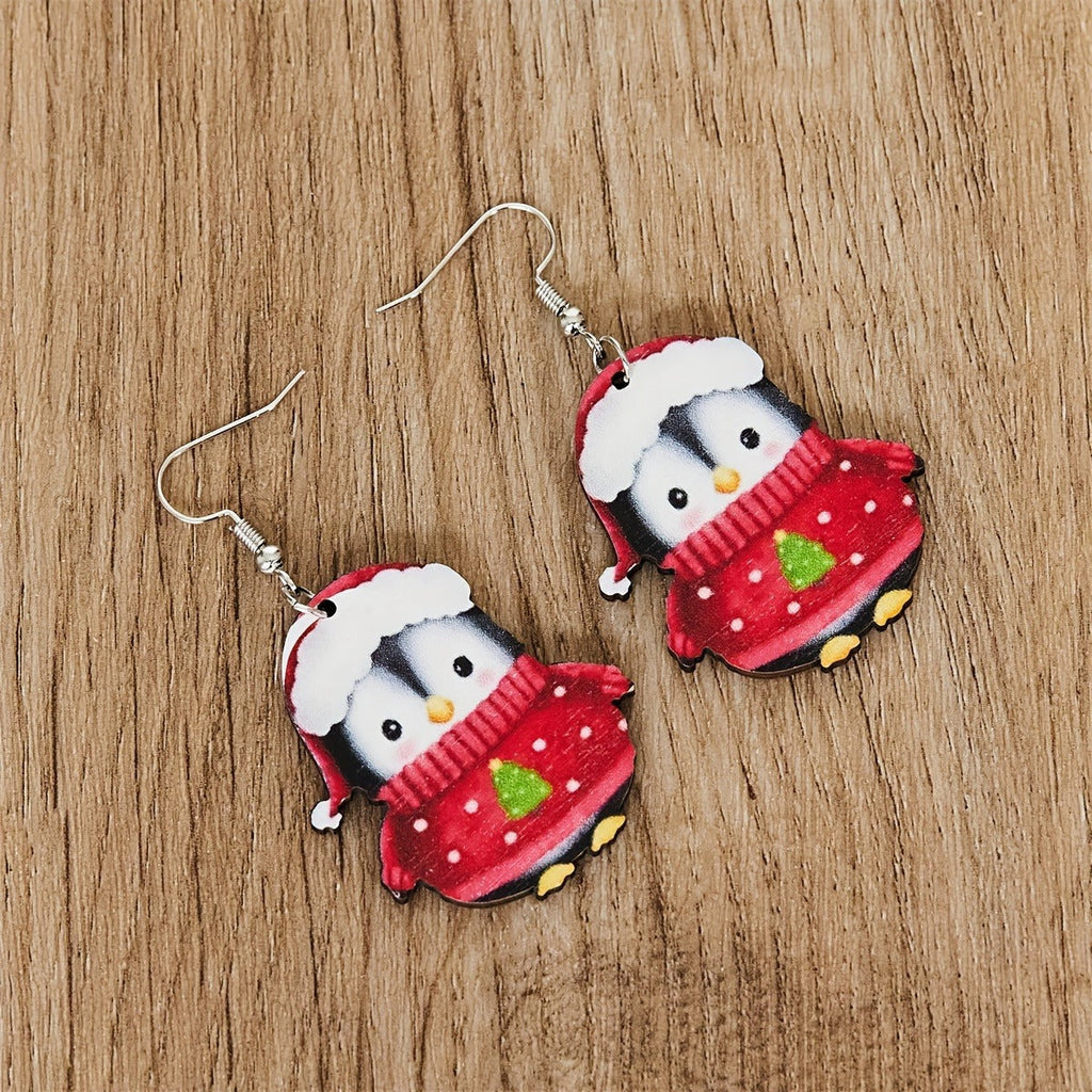 Christmas Party Cute Penguin Acrylic Earrings