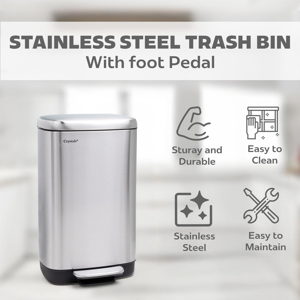 30L Pedal Bin with Soft Close Lid