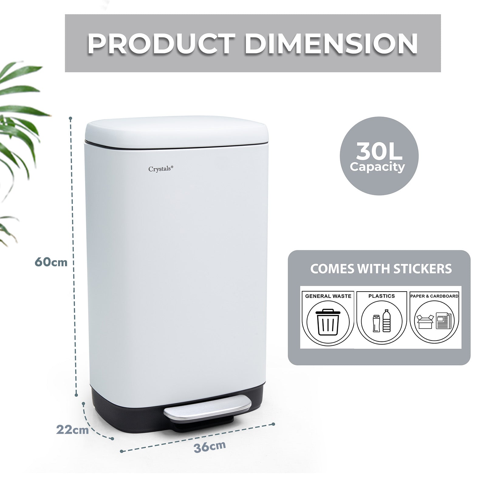 30L Pedal Bin with Soft Close Lid