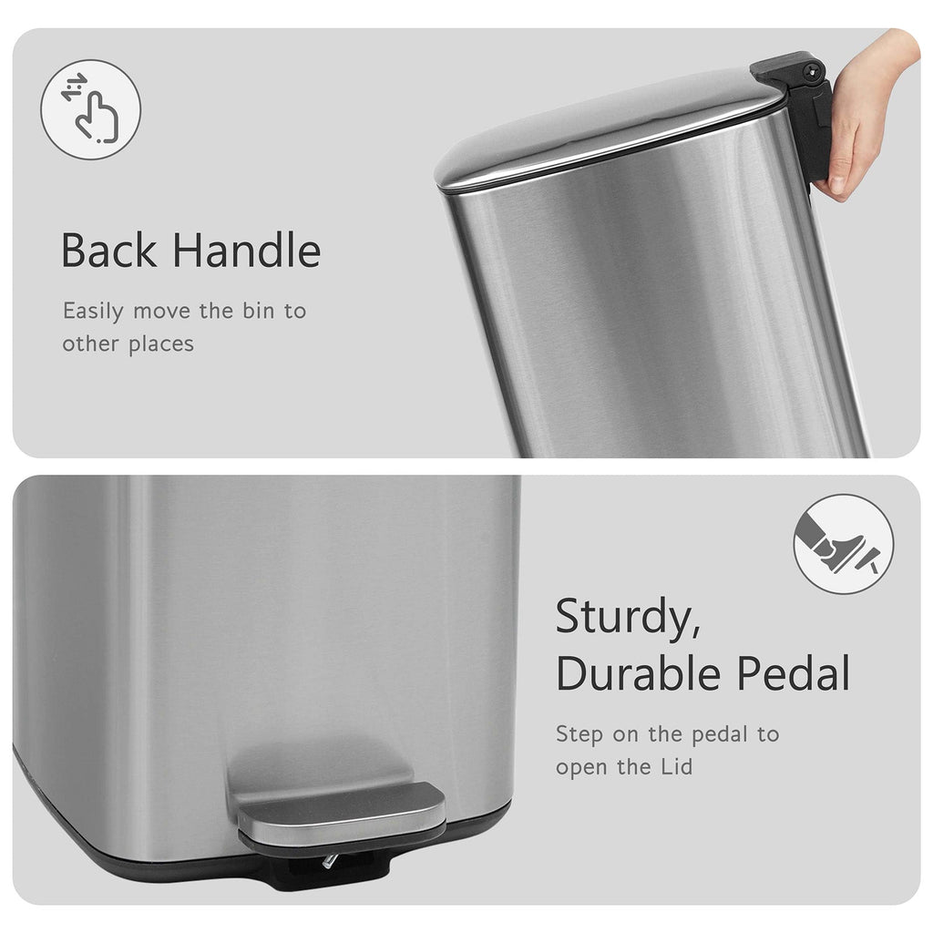 30L Square Pedal Bin with Soft-Close Lid