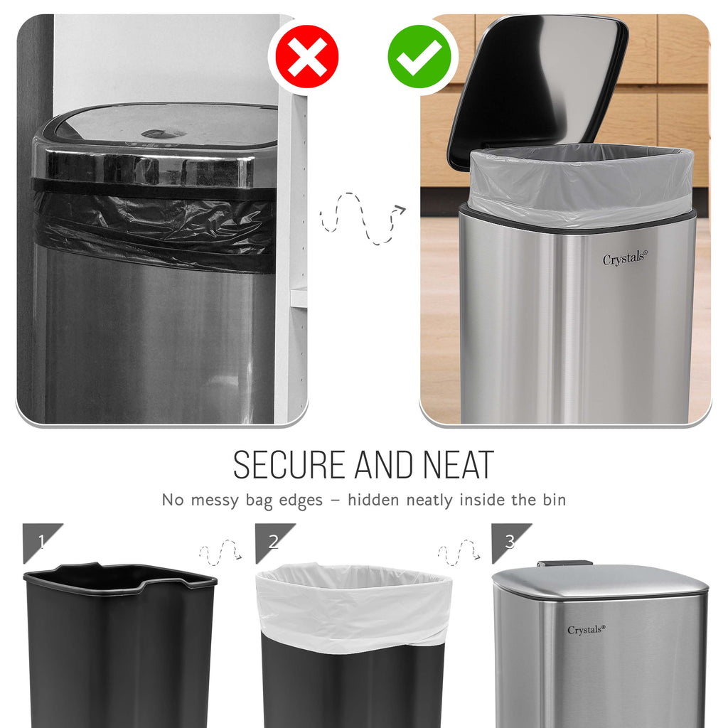30L Square Pedal Bin with Soft-Close Lid