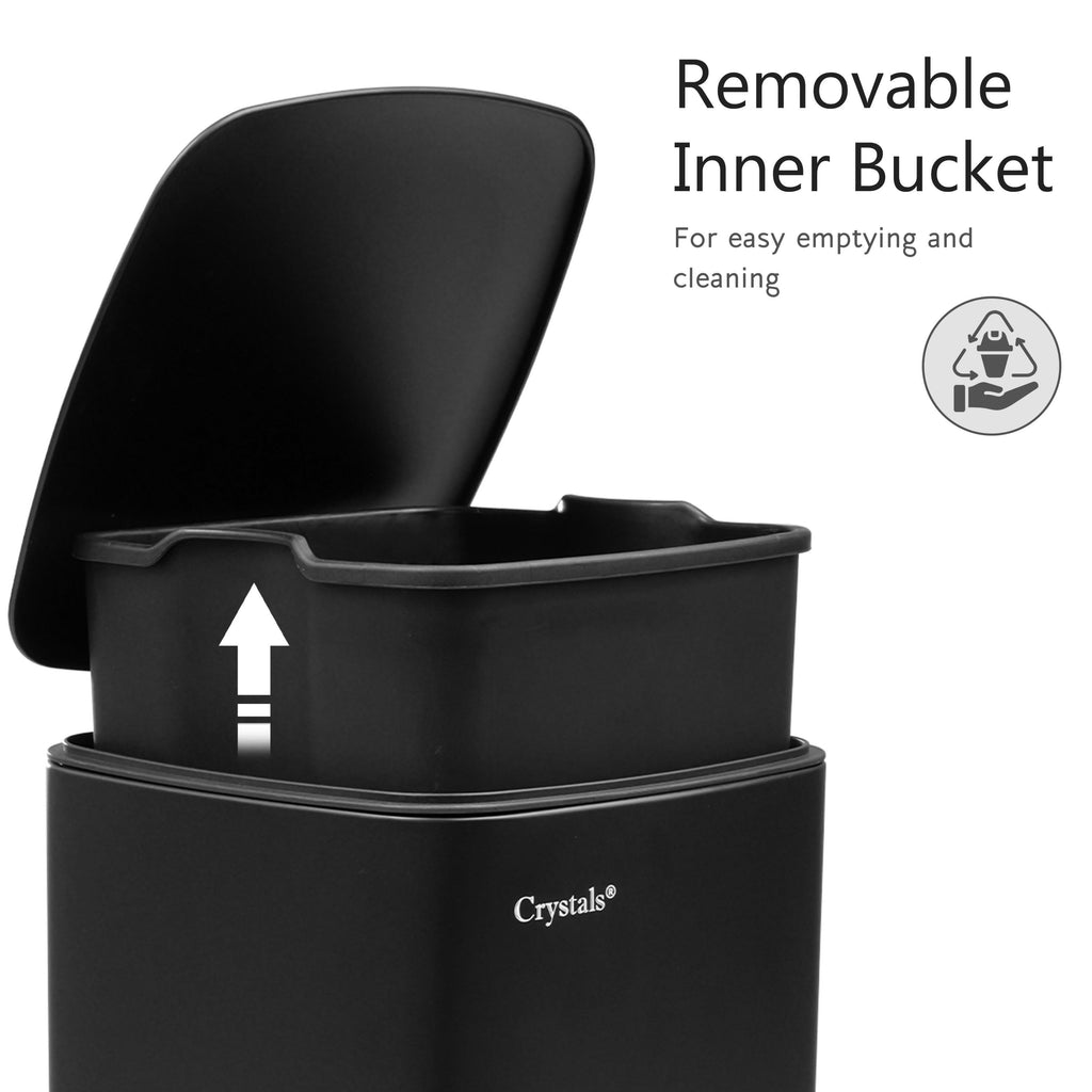 30L Stainless Steel Pedal Bin - Black