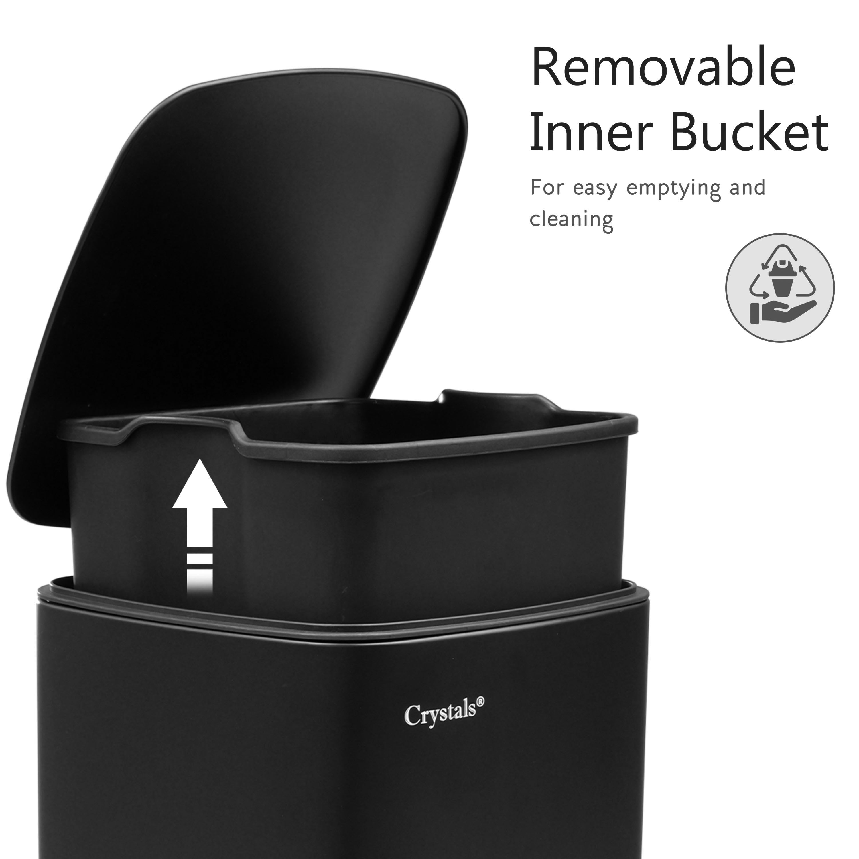 30L Stainless Steel Pedal Bin - Black