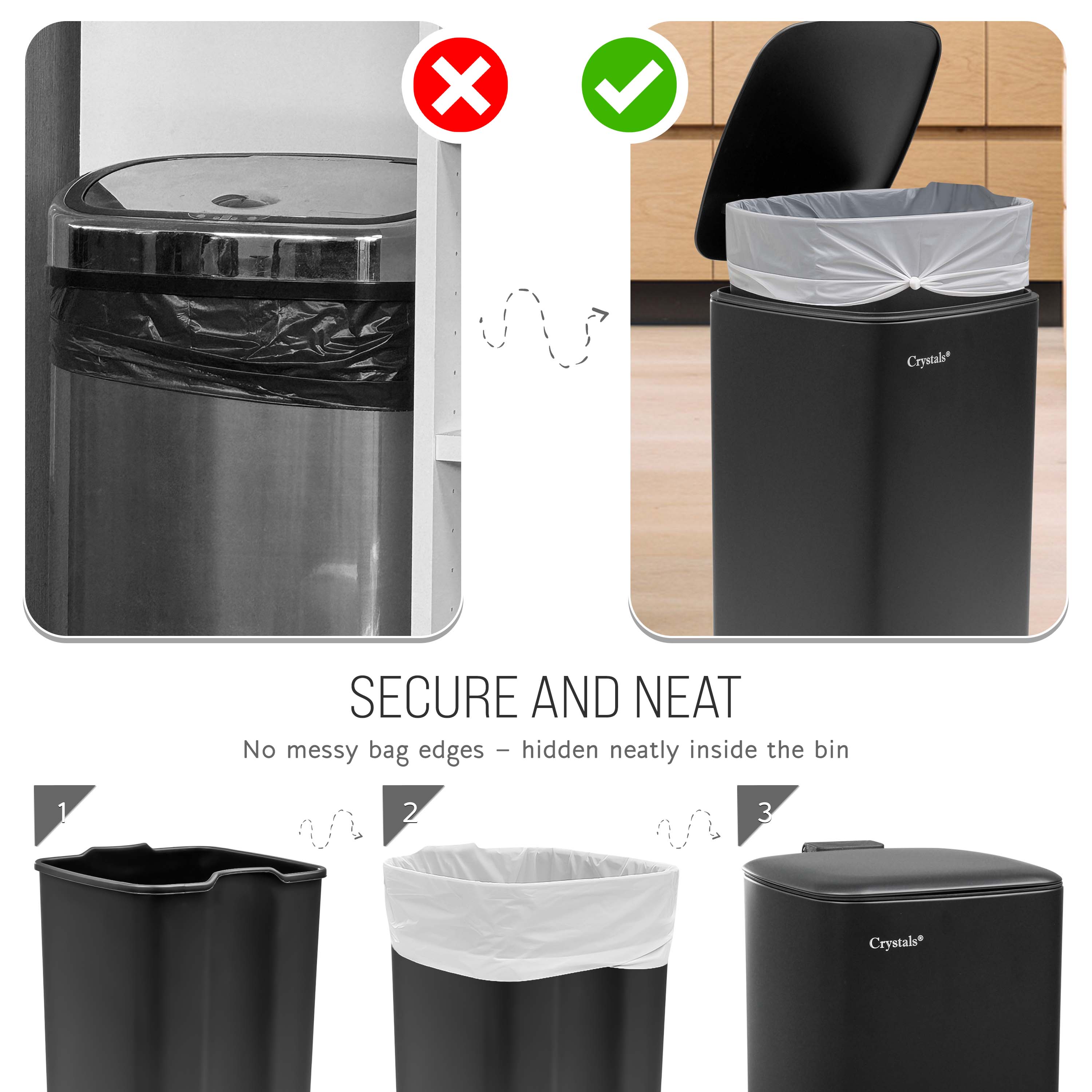 30L Square Pedal Bin with Soft-Close Lid