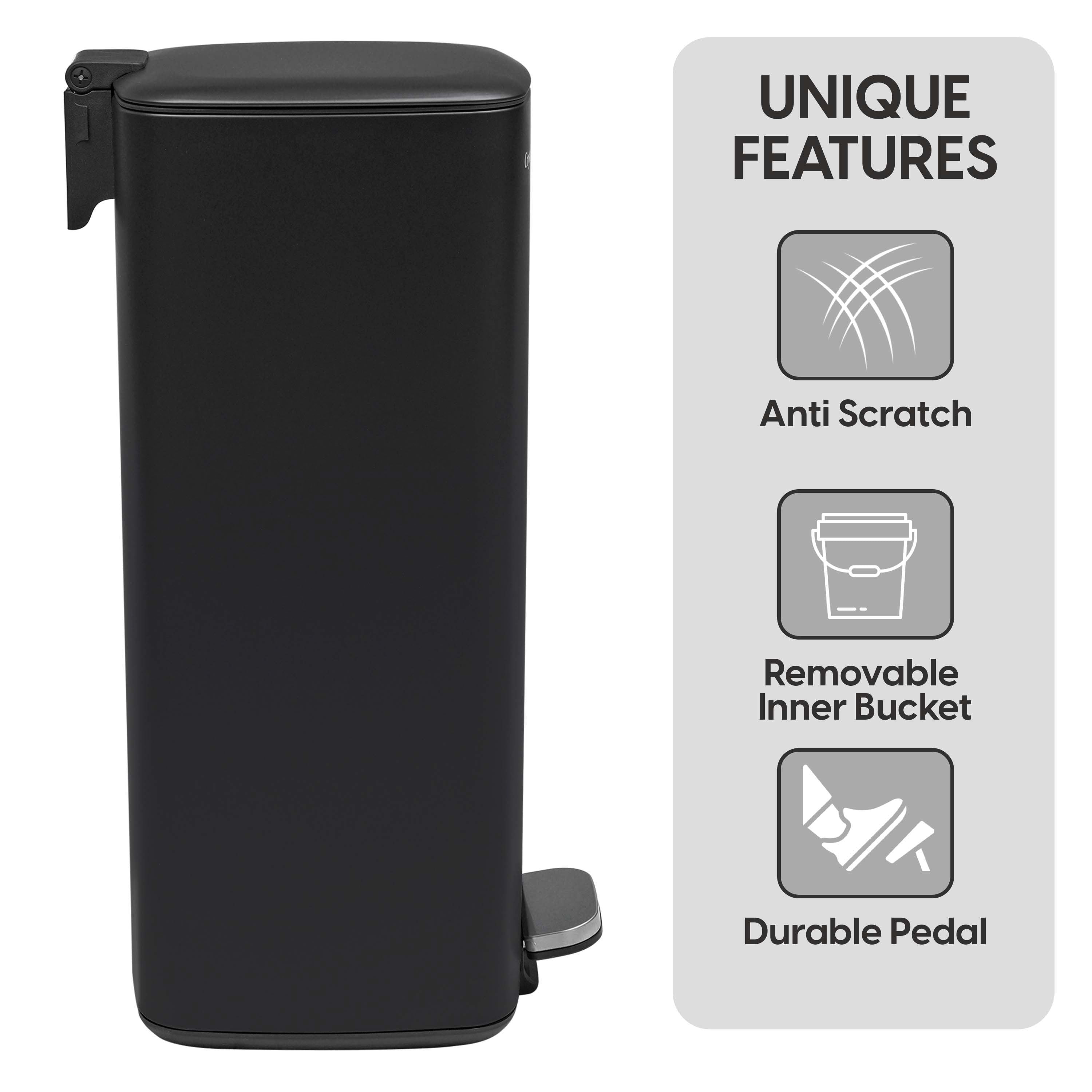 30L Stainless Steel Pedal Bin - Black