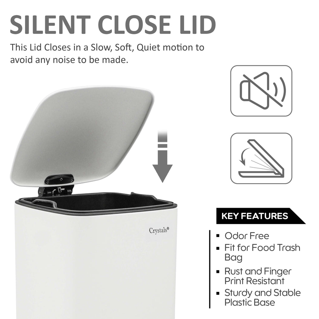 30L Square Pedal Bin with Soft-Close Lid